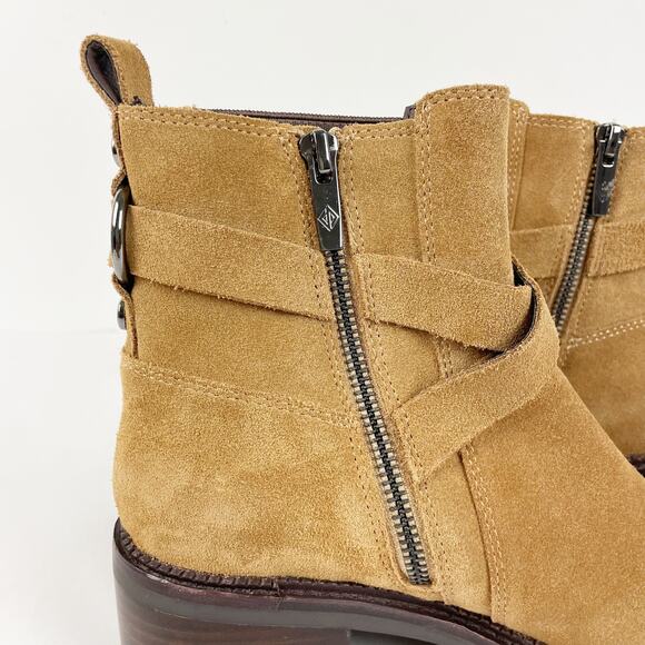 Donald Pliner Womens Savvy Bootie 7 Caramel Tan Brown Buckle Strap Leather NWOB - Picture 12 of 16